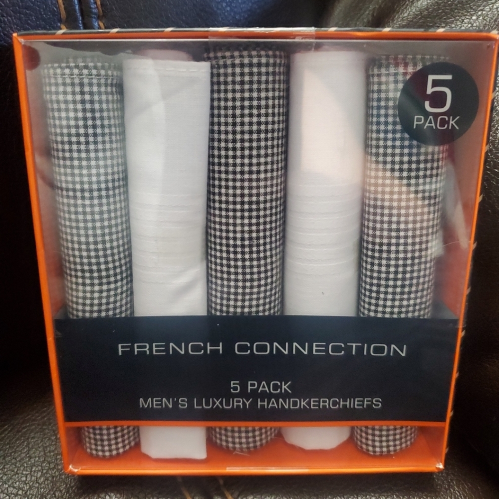 French Connection 5pk Men's luxury handkerchiefs